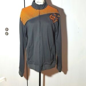 FOX - Mens Vintage Gray & Orange Soft Moto Bike Jacket Coat Racing Sz.XL